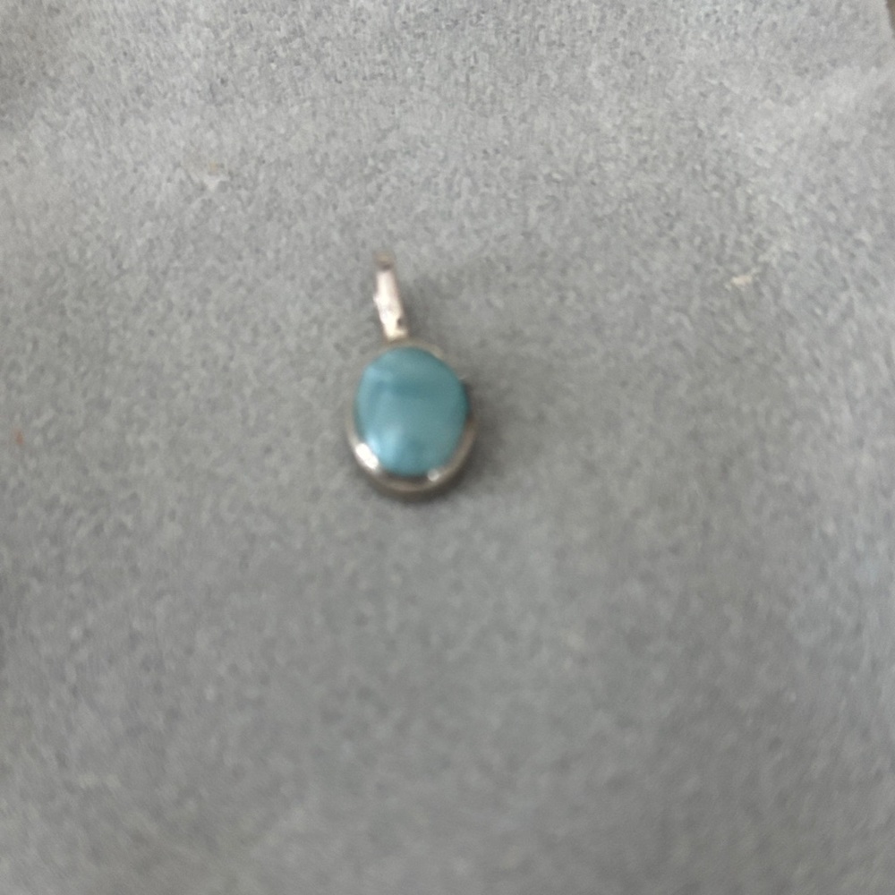 Sterling Silver Blue Oval Stone Pendant